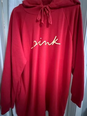 PINK Victoria's Secret Red Hoodie with Script Logo